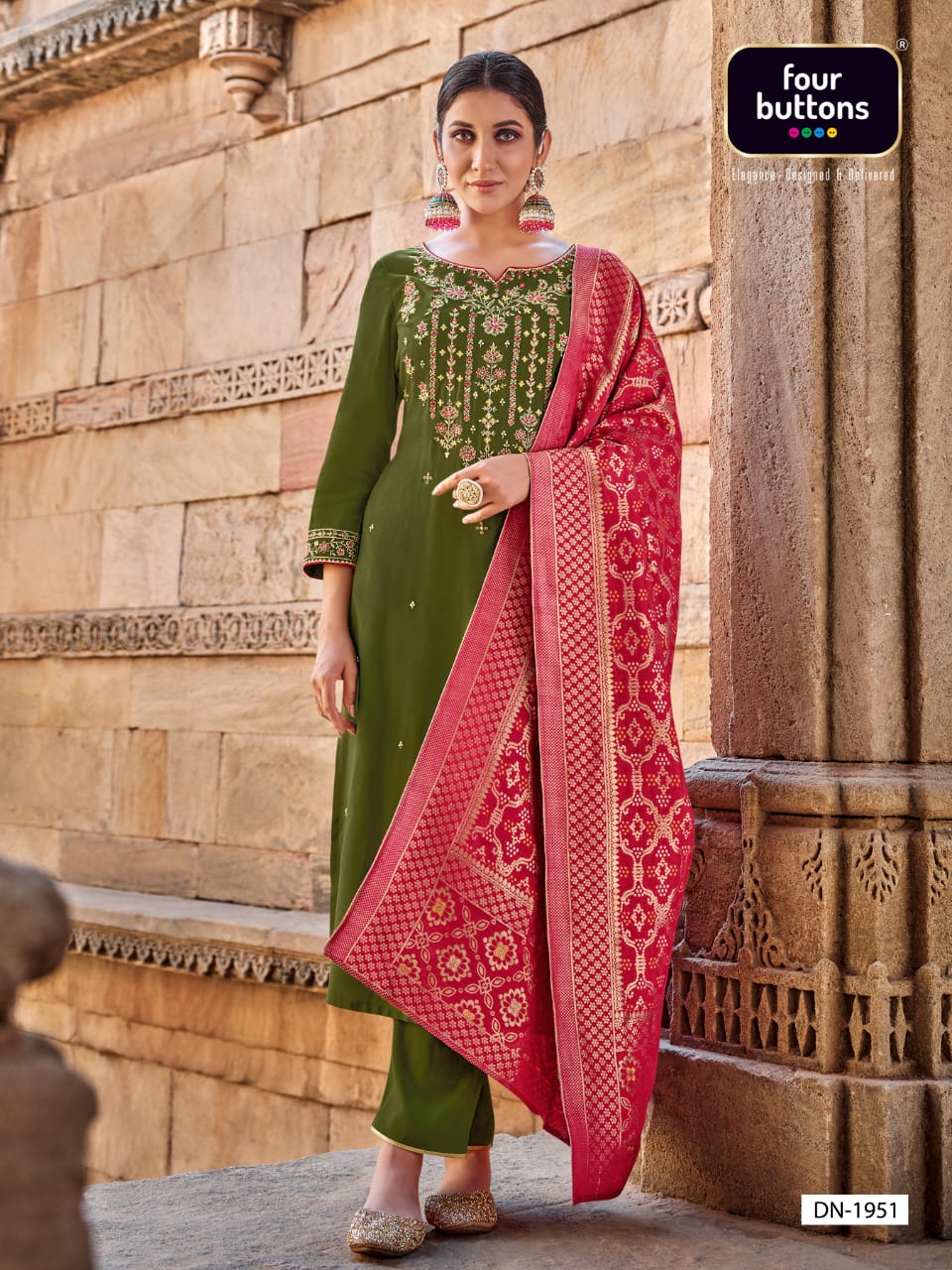 FOUR BUTTONS BANDHEJ Heavy Festive Wear Designer Kurti Bottom With Dupatta Collection